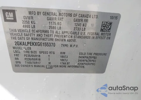 2016 GMC Terrain Slt from USA, damaged, VIN 2GKALPEKXG6155370